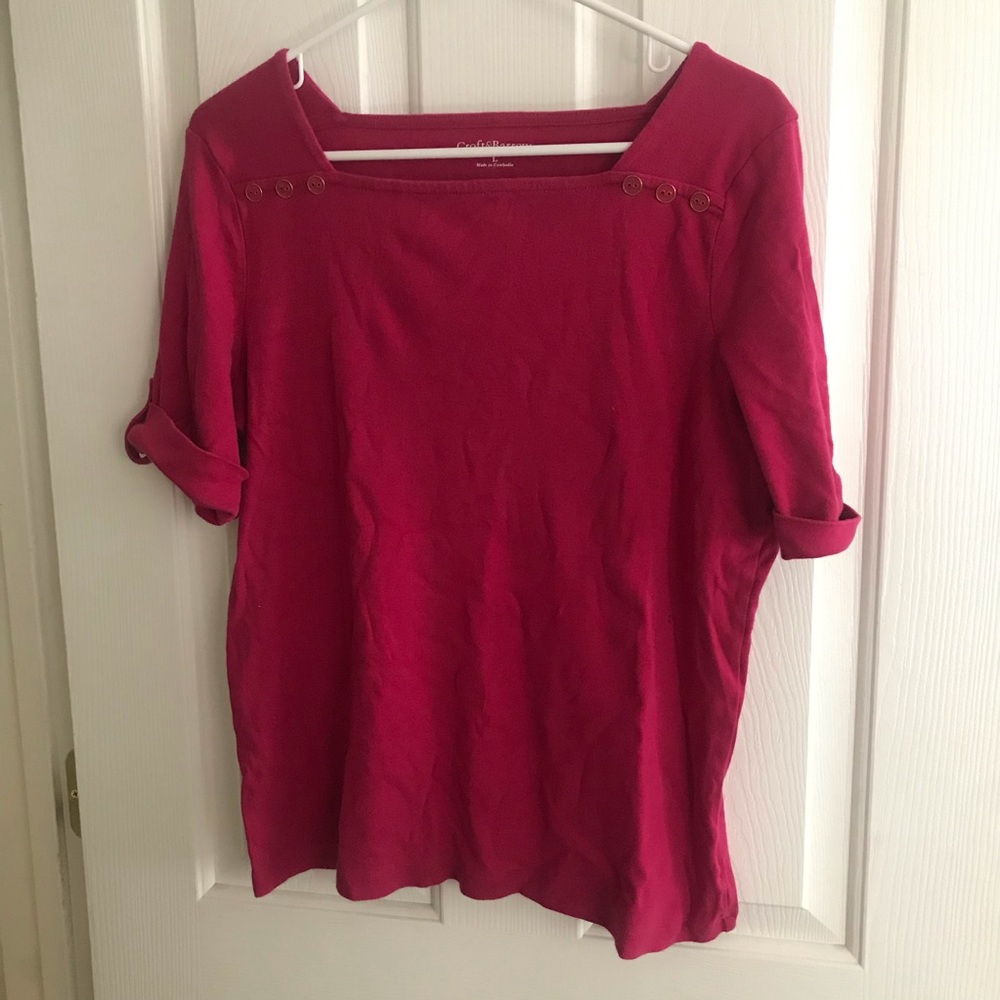Croft & Barrow Large Dark Pink Blouse w/ Buttons